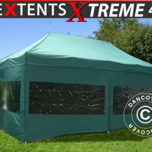 Faltzelt FleXtents Xtreme 60 4x8m Grün, mit 6 Seitenwänden