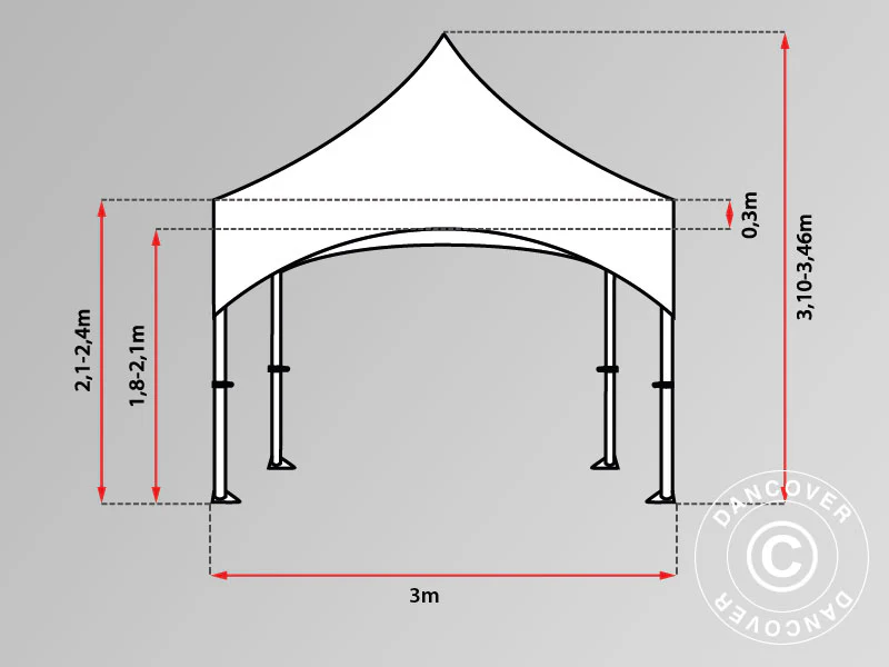 Faltzelt FleXtents PRO "Arched" 3x6m Weiss, mit 6 Seitenwänden - Imagen 7