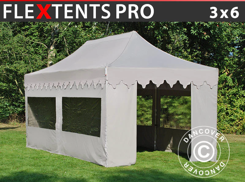 Faltzelt FleXtents PRO "Morocco" 3x6m Latte, mit 6 Seitenwänden