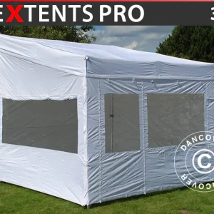 Faltzelt FleXtents PRO Trapezo 3x3m Weiß, mit 4 Seitenwänden