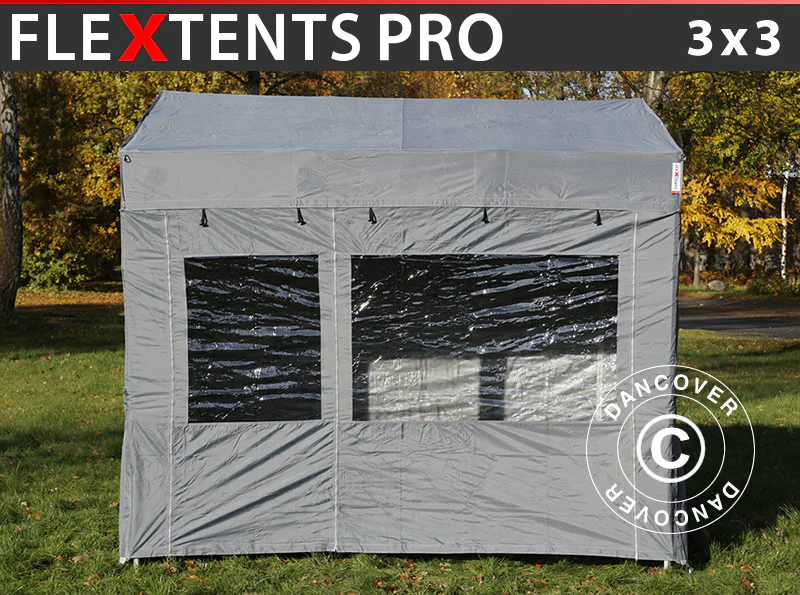 Faltzelt FleXtents PRO Trapezo 3x3m Grau, mit 4 Seitenwänden - Imagen 2