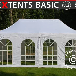 Faltzelt FleXtents Basic v.3, 3x6m Weiß, mit 4 Seitenwänden