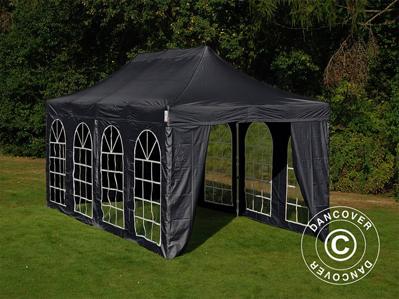 Faltzelt FleXtents Basic v.3, 3x6m Schwarz, mit 4 Seitenwänden - Imagen 3