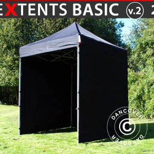 Faltzelt FleXtents Basic v.2, 2x2m Schwarz, mit 4 Seitenwänden
