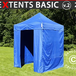 Faltzelt FleXtents Basic v.2, 2x2m Blau, mit 4 Seitenwänden