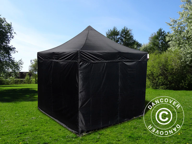 Faltzelt FleXtents Basic v.3, 3x3m Schwarz, mit 4 Seitenwänden - Imagen 3