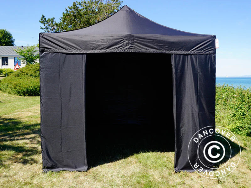 Faltzelt FleXtents Basic v.3, 3x3m Schwarz, mit 4 Seitenwänden - Imagen 9