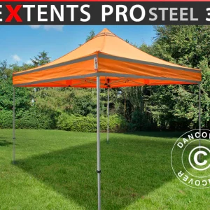 Faltzelt FleXtents PRO Steel Arbeitszelt 3x3m Orange mit Reflektorbändern