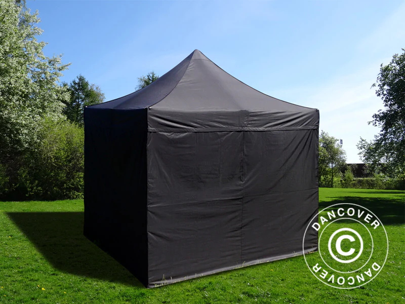Faltzelt FleXtents Basic v.3, 4x4m Schwarz, mit 4 Seitenwänden - Imagen 7