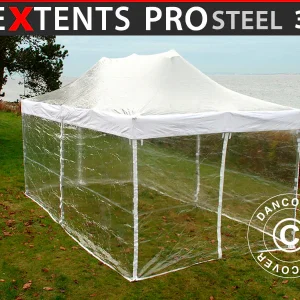 Faltzelt FleXtents PRO Steel 3x6m Transparent, mit 6 Seitenwänden
