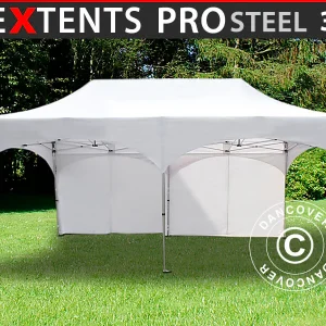 Faltzelt FleXtents PRO Steel "Arched" 3x6m Weiss, mit 6 Seitenwänden