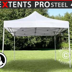 Faltzelt FleXtents PRO Steel 4x4m Weiß, Flammenhemmend