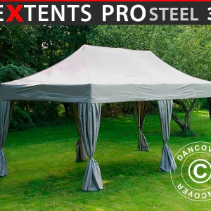Faltzelt FleXtents PRO Steel 3x6m Latte, mit 6 Gardinen