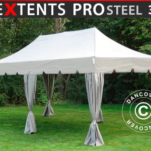 Faltzelt FleXtents PRO Steel "Peaked" 3x6m Latte, mit 6 Gardinen