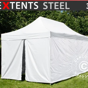 Faltzelt FleXtents® Steel, Sanitäts- & Notfallzelt, 3x6m, weiß, inkl. 6 Seitenwände