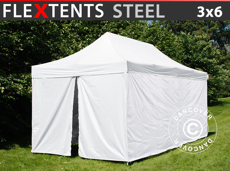 Faltzelt FleXtents® Steel, Sanitäts- & Notfallzelt, 3x6m, weiß, inkl. 6 Seitenwände - Imagen 2