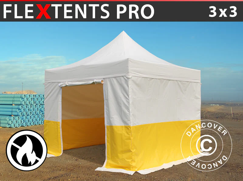 Faltzelt FleXtents® PRO 3x3m, PVC, Arbeitszelt, flammfest, inkl. 4 Seitenwände - Imagen 2