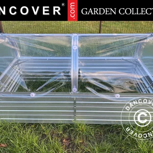 Hochbeet mit gewölbter PVC-Abdeckung, 0,75x1,5x0,75m, Silber