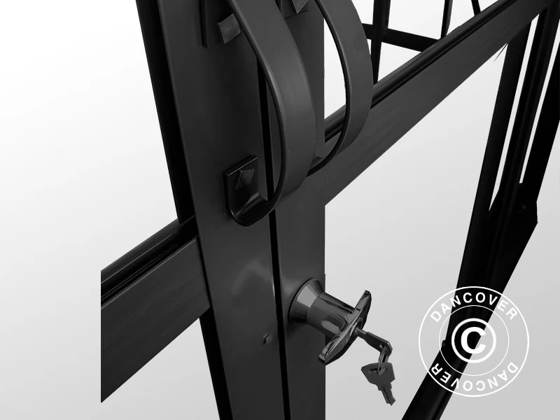 Orangerie, gewächshaus aus Glas 8,9m², 3,01x2,99x2,95m mit Sockel und Krone, Schwarz - Imagen 8