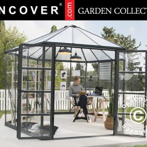 Orangerie Polycarbonat OASIS, sechskantig 8,6m², Palram/Canopia, 3,16x3,63x2,89m, Anthrazit