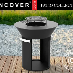 Feuerschale mit Holzlager, Ø93x98cm, Schwarz