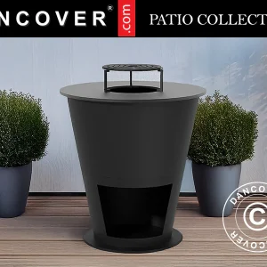 Feuerschale mit Holzaufbewahrung, Ø74,5x80cm, Schwarz