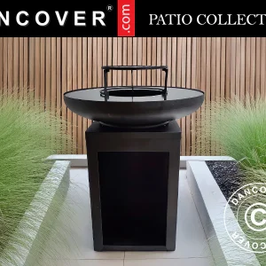 Feuerschale mit Holzaufbewahrung, Ø60x73cm, Schwarz