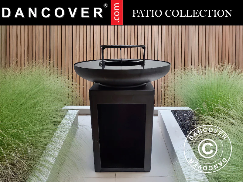 Feuerschale mit Holzaufbewahrung, Ø60x73cm, Schwarz - Imagen 2