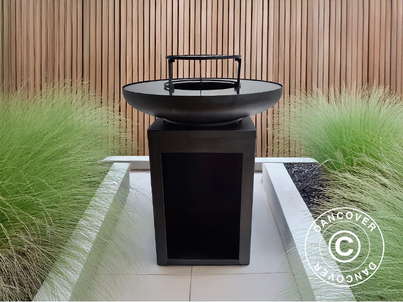Feuerschale mit Holzaufbewahrung, Ø60x73cm, Schwarz - Imagen 3