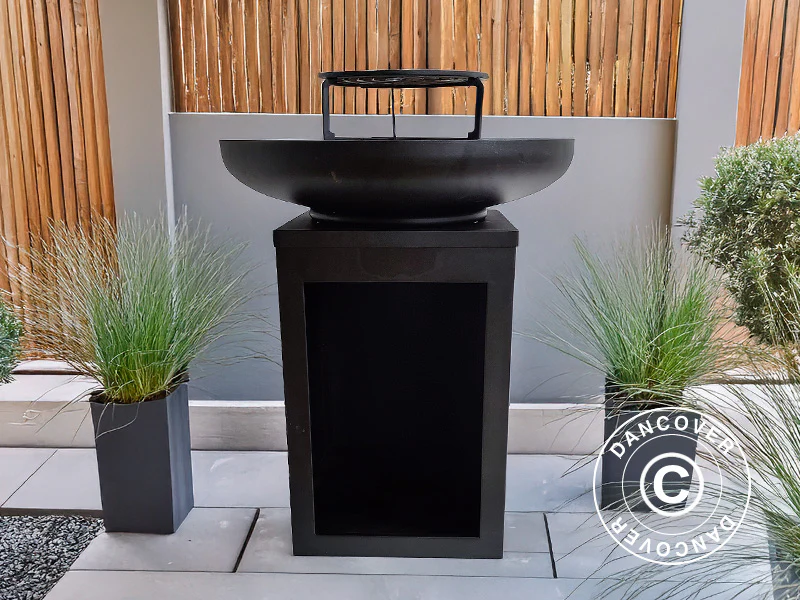 Feuerschale mit Holzaufbewahrung, Ø60x73cm, Schwarz - Imagen 4