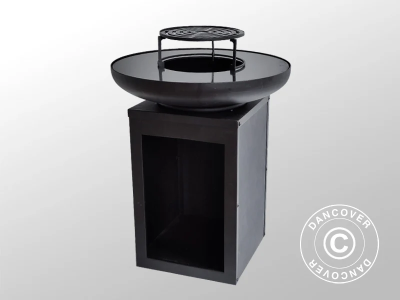 Feuerschale mit Holzaufbewahrung, Ø60x73cm, Schwarz - Imagen 6