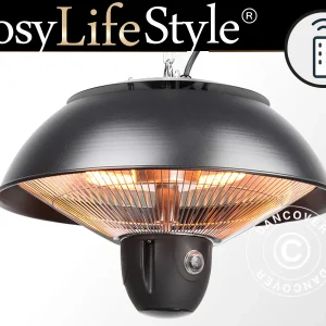 Halogen Deckenheizstrahler MINNA mit RC, hängend, 1500W, Schwarz