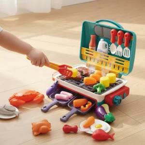 Juego de barbacoa para niños con efecto de humo que cambia de color