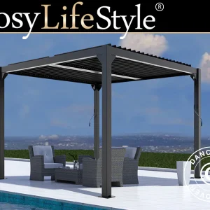 Bioklimatische Pergola pavillon San Pablo Alu+, 4x4m, schwarz