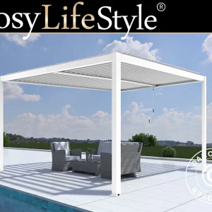 Bioklimatische Pergola pavillon San Pablo Alu+, 4x4m, Weiß