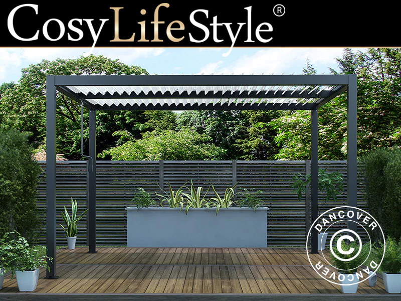 Bioklimatische Pergola pavillon San Pablo Alu+, 4x4m, Schwarz/Weiß - Imagen 2