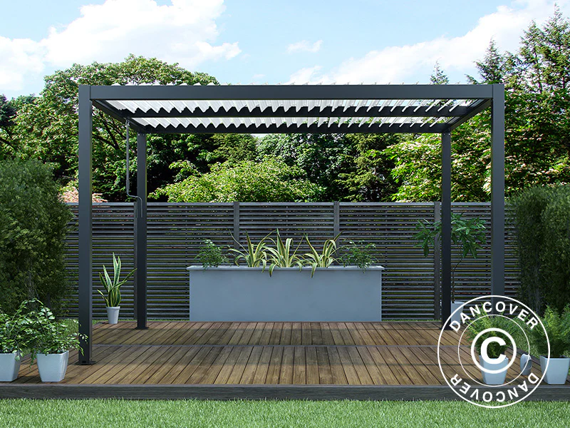Bioklimatische Pergola pavillon San Pablo Alu+, 4x4m, Schwarz/Weiß - Imagen 3