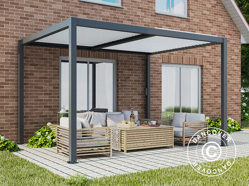 Bioklimatische Pergola pavillon San Pablo Alu+, 4x4m, Schwarz/Weiß - Imagen 4