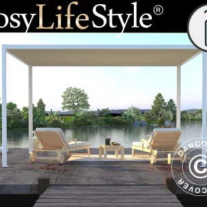 Pergola Pavillon San Fernando, 3x3m, Weiß/Beige
