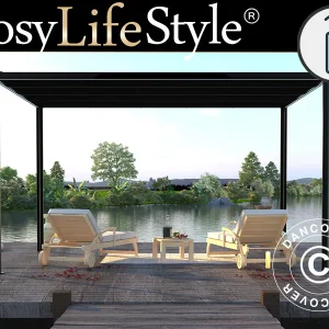 Pergola Pavillon San Fernando, 4x3m, Schwarz/Dunkelgrau
