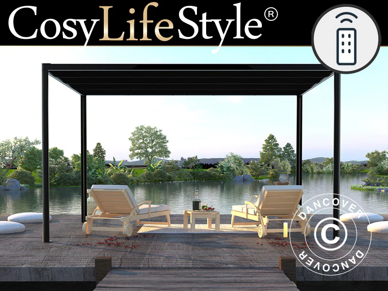 Pergola Pavillon San Fernando, 4x3m, Schwarz/Dunkelgrau - Imagen 2