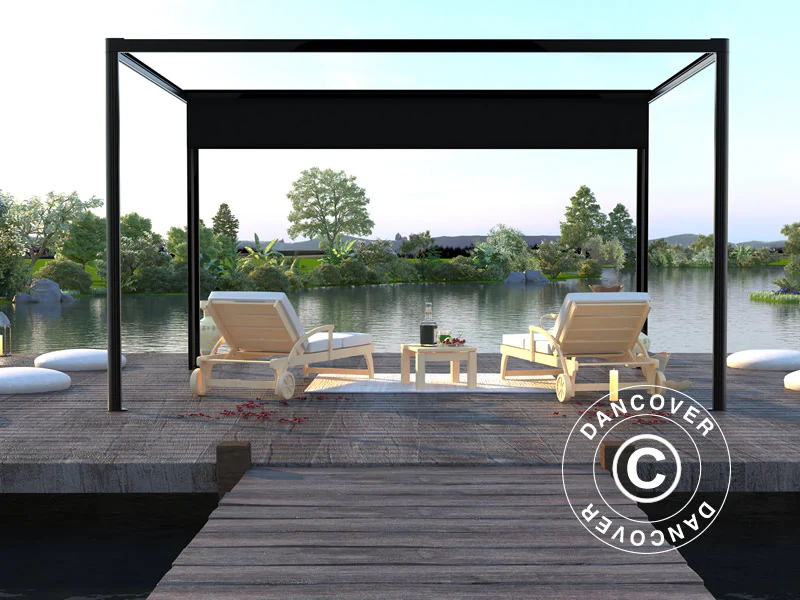 Pergola Pavillon San Fernando, 4x3m, Schwarz/Dunkelgrau - Imagen 4