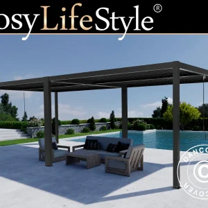 Bioklimatische Pergola Pavillon San Pablo Alu+, 4x4m, Schwarz, 2 Stk.