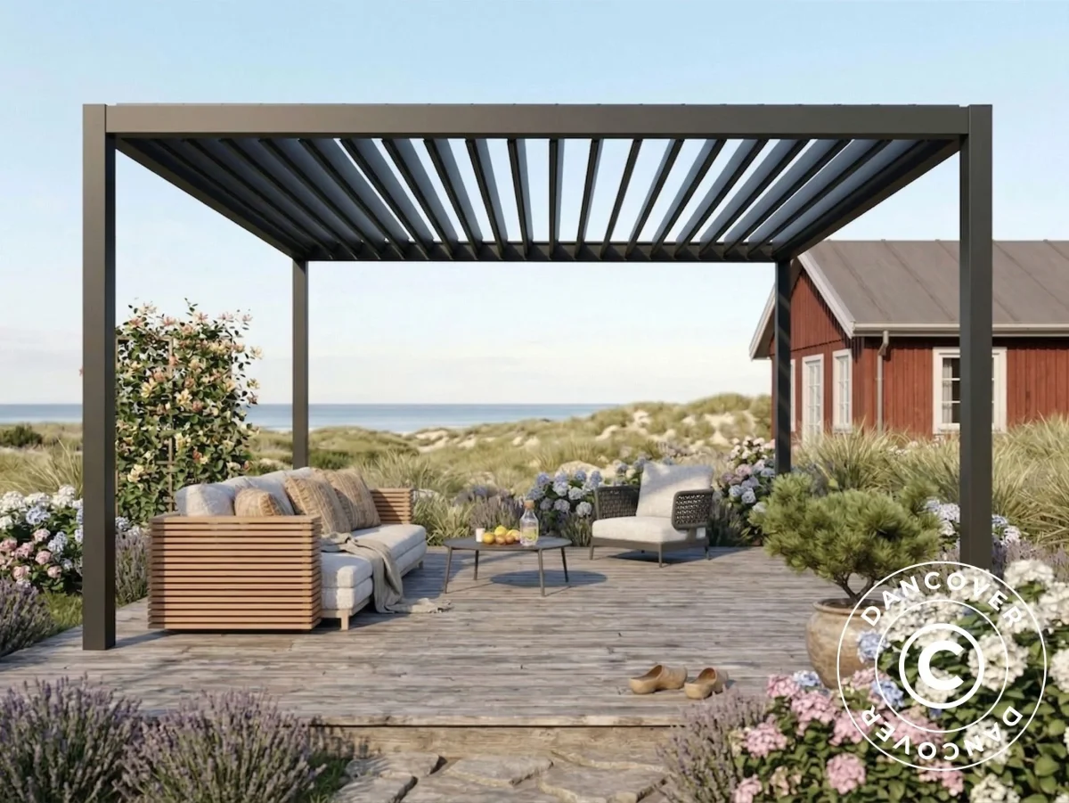 Bioklimatischer Pergola Pavillon San Pablo Steel S80, 3x4m, Schwarz - Imagen 3