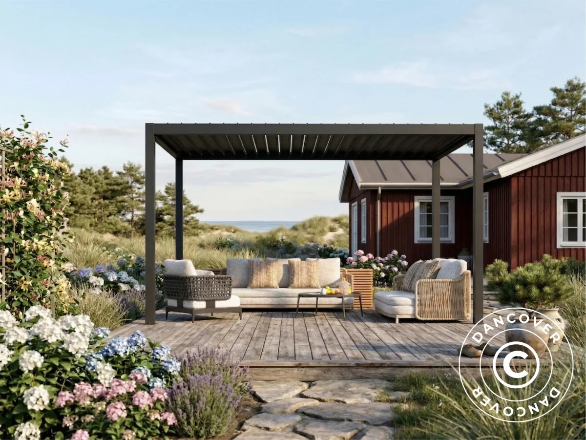 Bioklimatischer Pergola Pavillon San Pablo Steel S80, 3x4m, Schwarz - Imagen 4