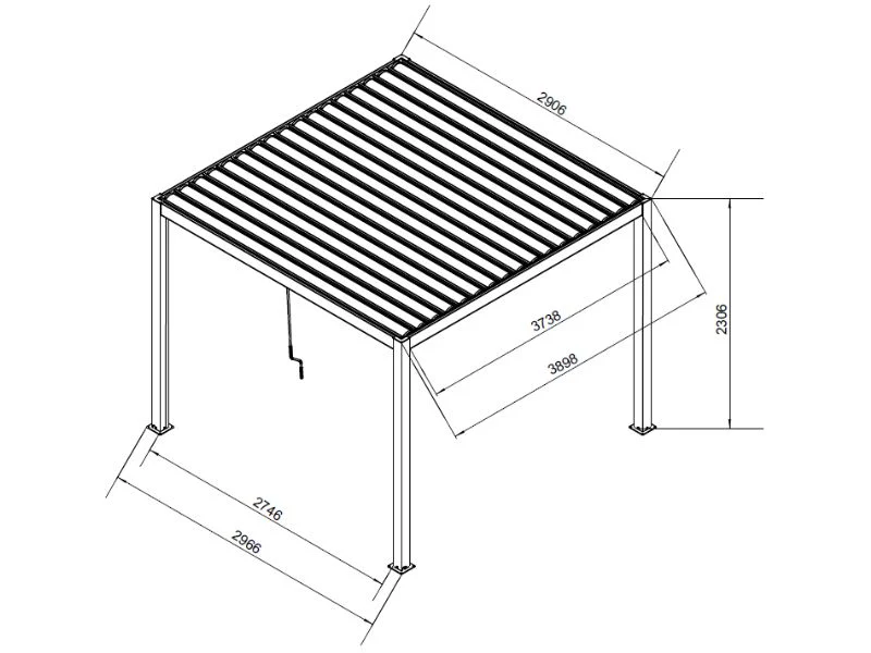Bioklimatischer Pergola Pavillon San Pablo Steel S80, 3x4m, Schwarz - Imagen 7