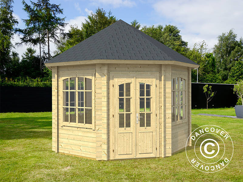 Holzpavillon Lorraine, achtkantig 3,47x3,47x3,45m, 44mm, Naturbelassen - Imagen 5