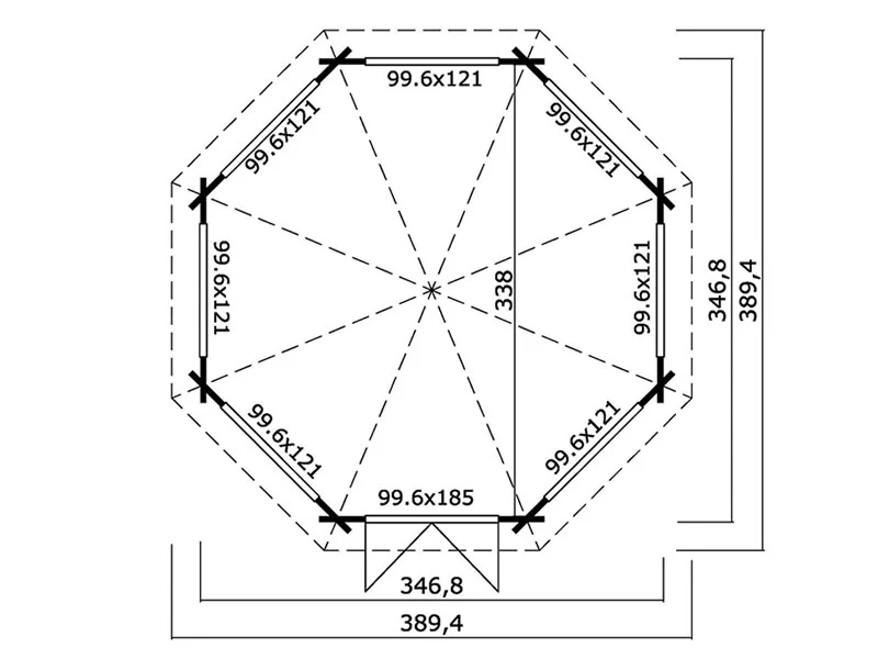 Holzpavillon Lorraine, achtkantig 3,47x3,47x3,45m, 44mm, Naturbelassen - Imagen 6