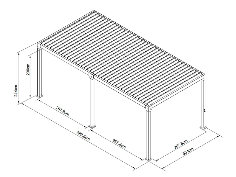 Bioklimatischer Pergola-Pavillon Monterey, 3x6m, mit Vorhängen und Moskitonetz, Schwarz - Imagen 8