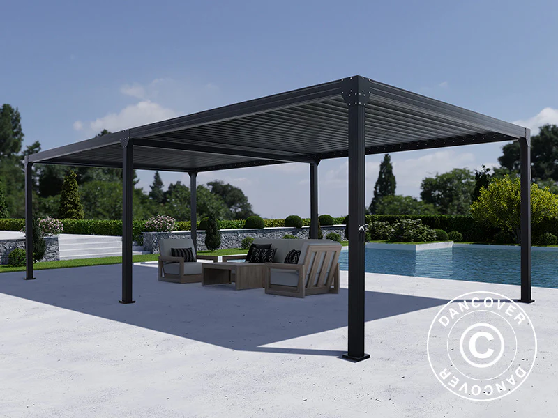 Bioklimatischer Pergola-Pavillon Monterey S2, 4x8m, Schwarz - Imagen 4